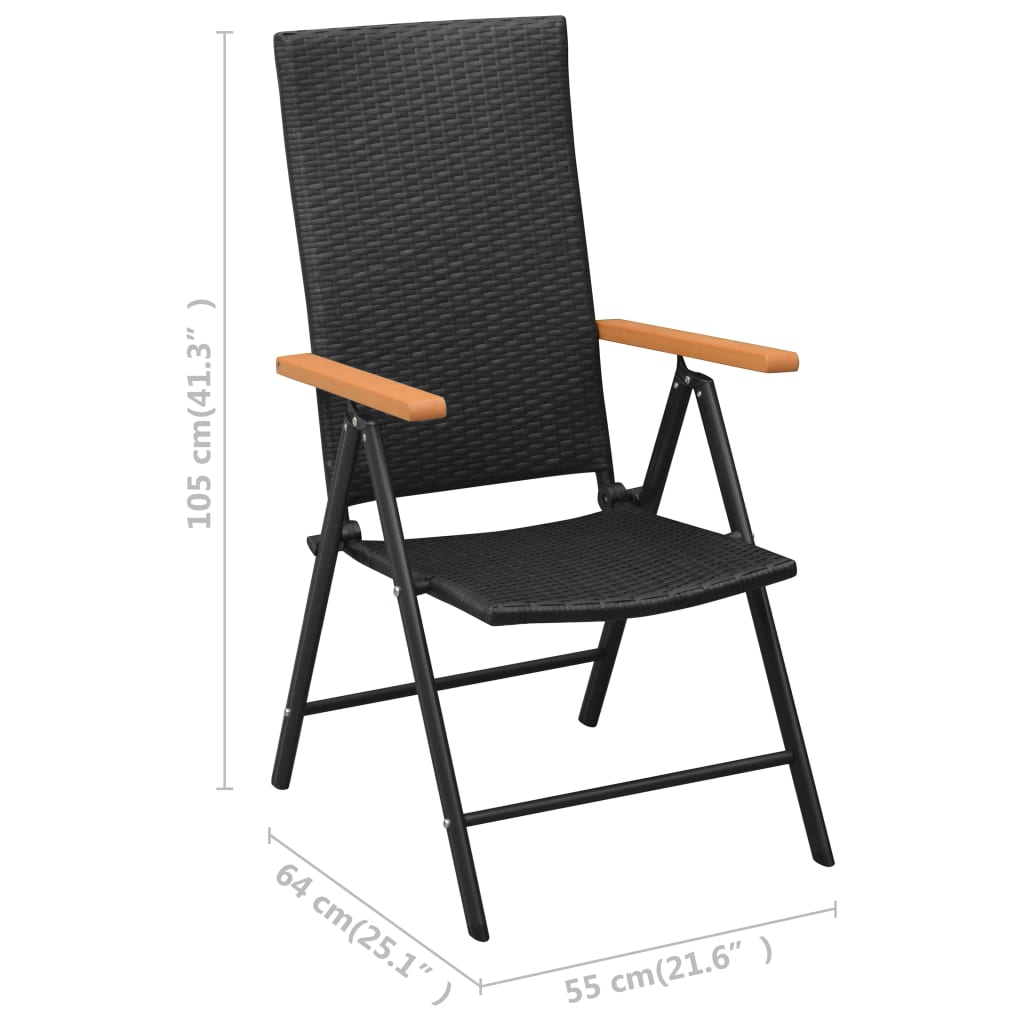 Garden Chairs 4 pcs Poly Rattan Black