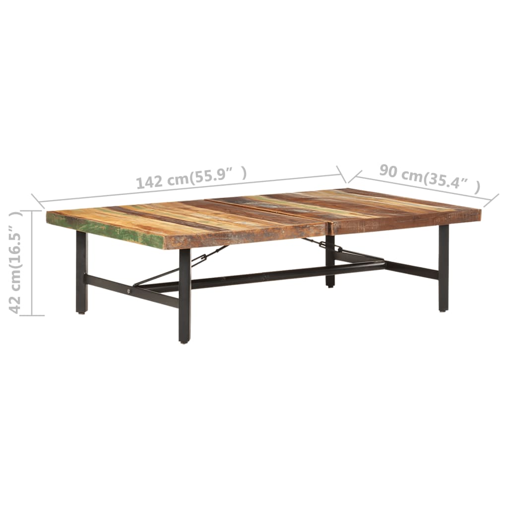 Coffee Table 142x90x42 cm Solid Reclaimed Wood