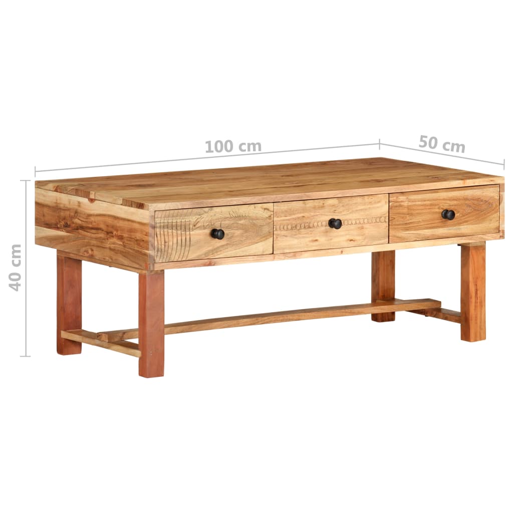 Coffee Table 100x50x40 cm Solid Acacia Wood