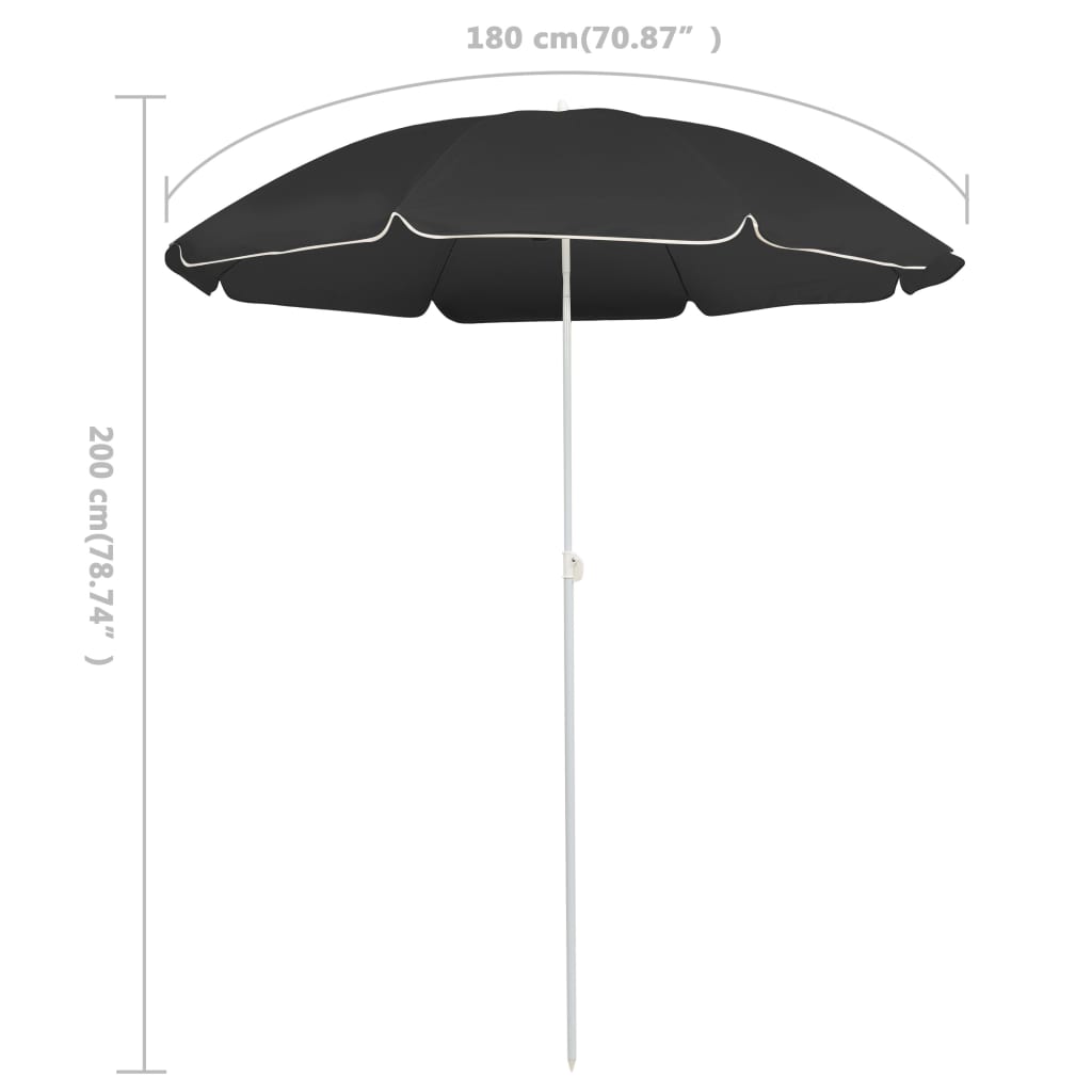 Garden Parasol  with Steel Pole Anthracite 180 cm