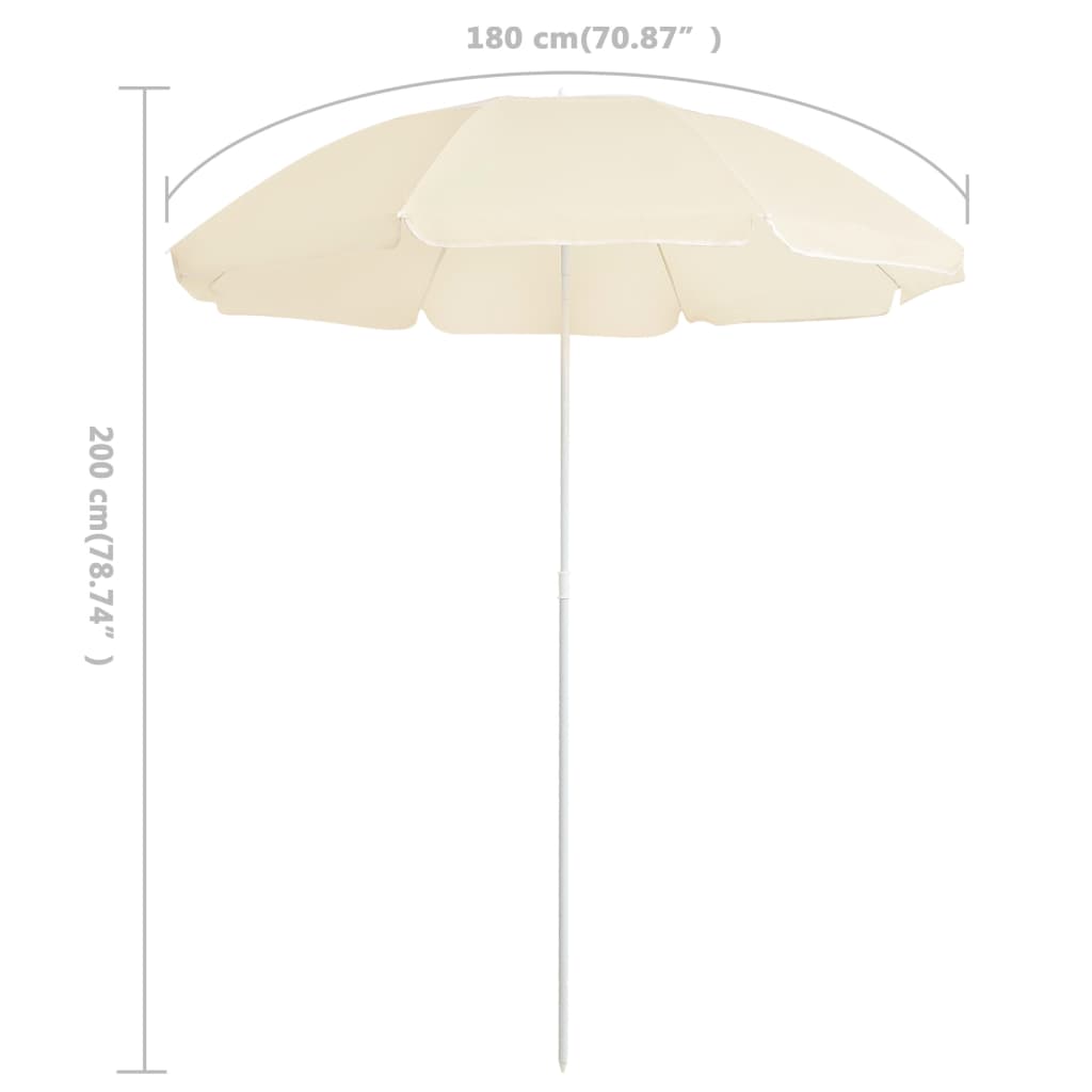 Garden Parasol  with Steel Pole Sand 180 cm