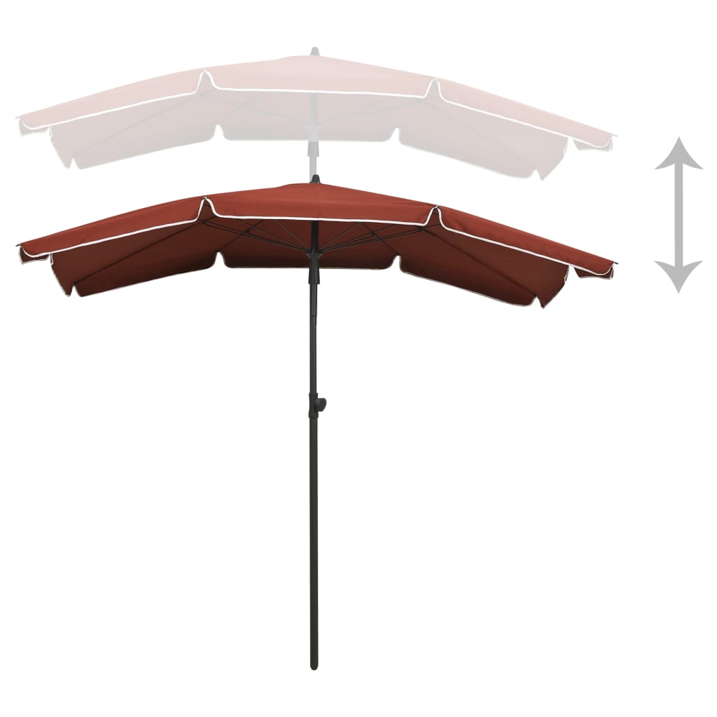 Garden Parasol with Pole 200x130 cm Terracotta