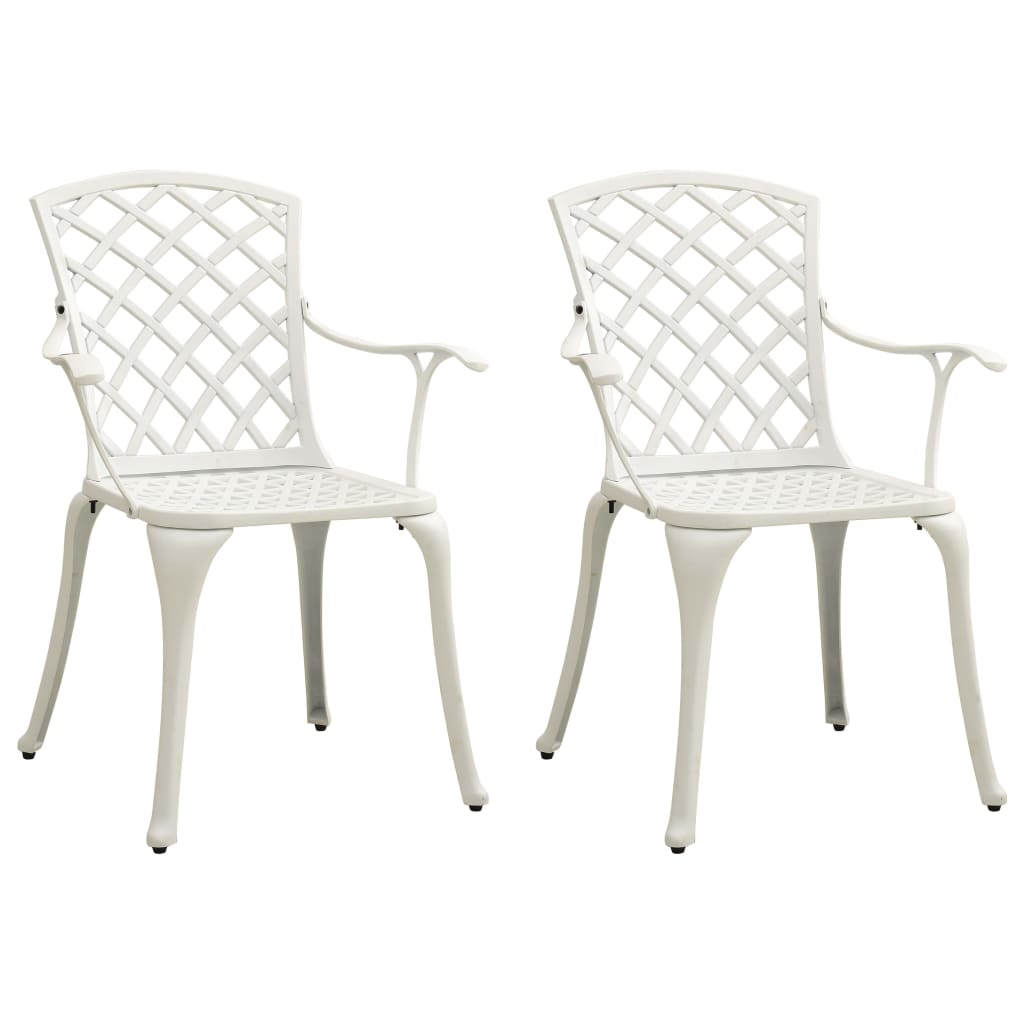 Garden Chairs 2 pcs Cast Aluminium White