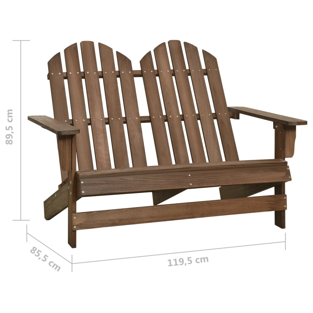 2-Seater Garden Adirondack Chair Solid Fir Wood Brown