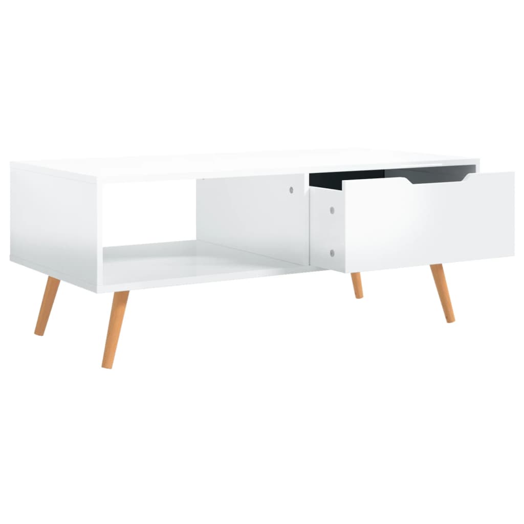 Coffee Table High Gloss White 100x49.5x43 cm Engineered Wood