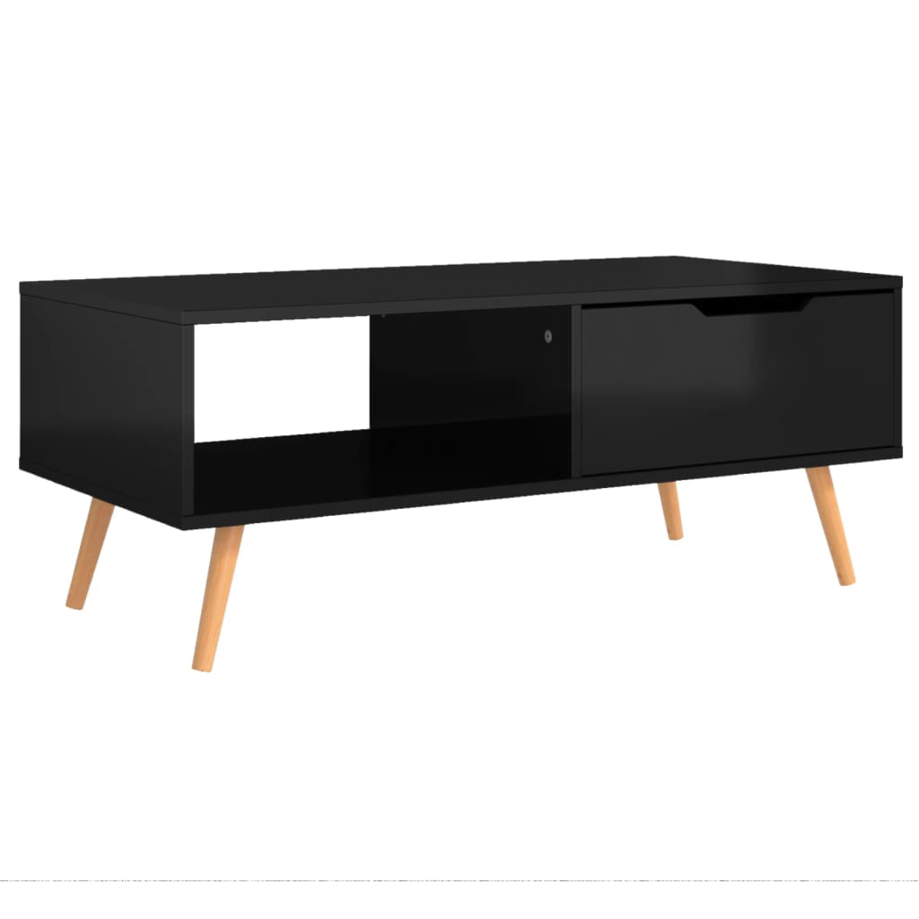 Coffee Table High Gloss Black 100x49.5x43 cm Engineered Wood