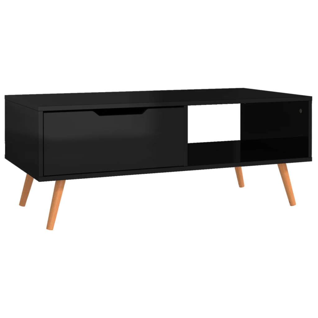 Coffee Table High Gloss Black 100x49.5x43 cm Engineered Wood