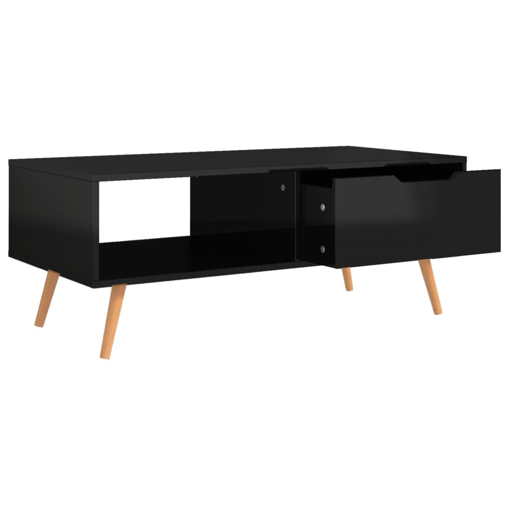 Coffee Table High Gloss Black 100x49.5x43 cm Engineered Wood