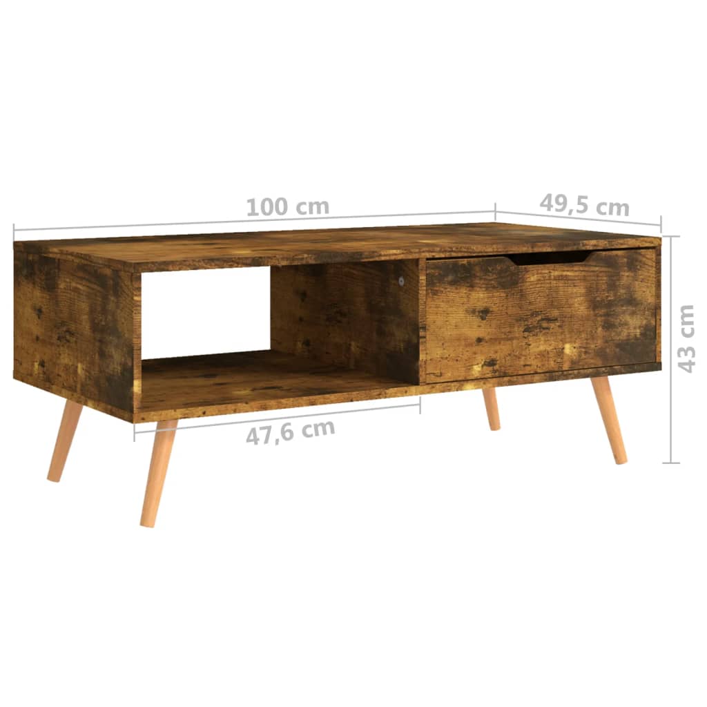 Coffee Table Smoked Oak 100x49.5x43 cm Engineered Wood