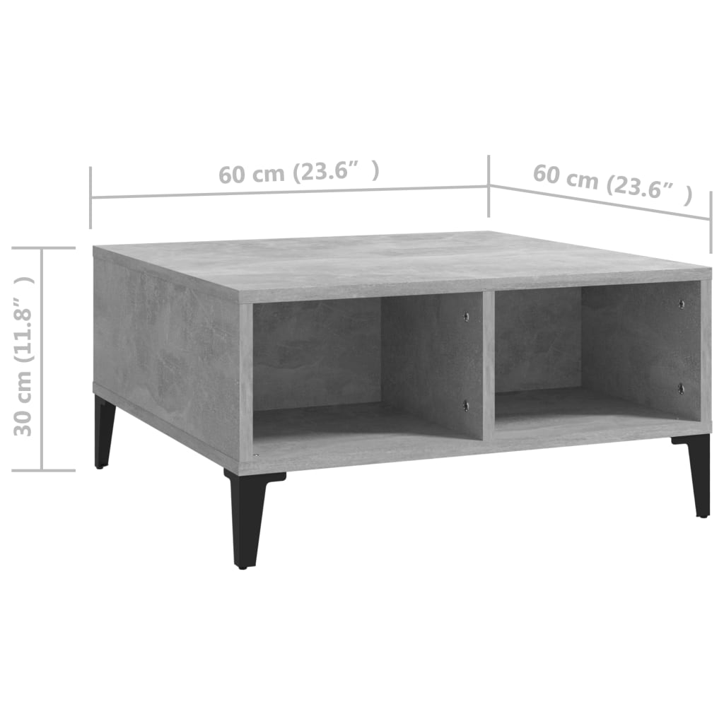 Coffee Table Concrete Grey 60x60x30 cm Engineered Wood