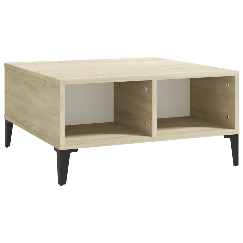 Coffee Table White and Sonoma Oak 60x60x30 cm Engineered Wood