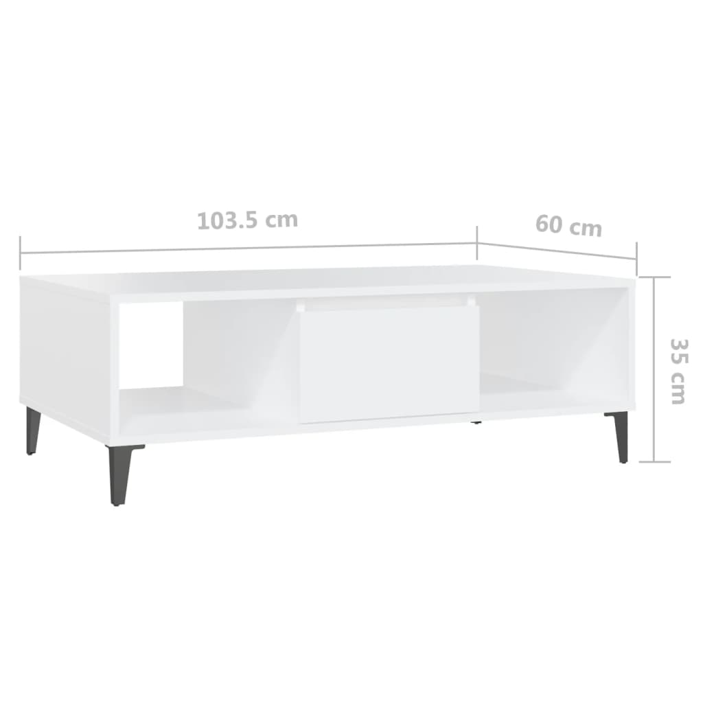 Coffee Table White 103.5x60x35 cm Engineered Wood