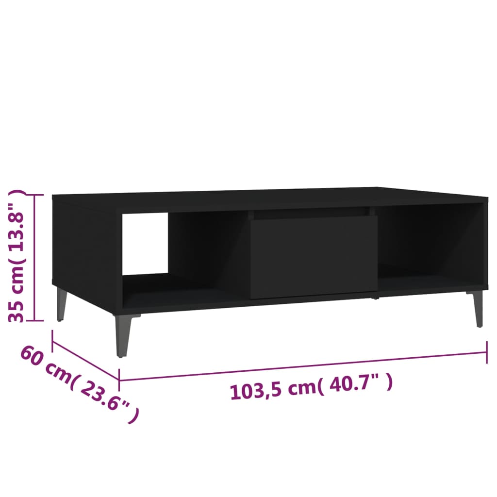 Coffee Table Black 103.5x60x35 cm Engineered Wood