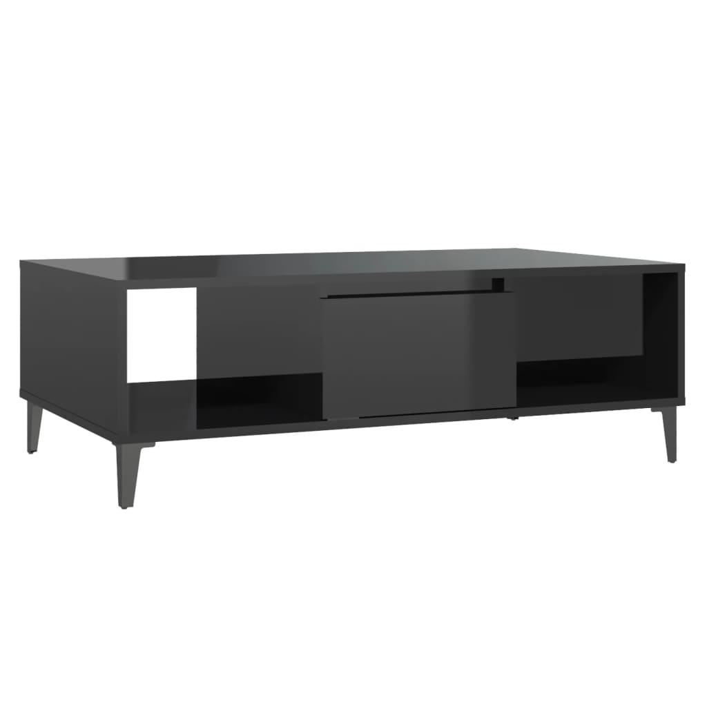 Coffee Table High Gloss Black 103.5x60x35 cm Engineered Wood