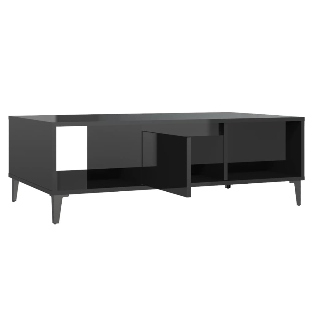 Coffee Table High Gloss Black 103.5x60x35 cm Engineered Wood