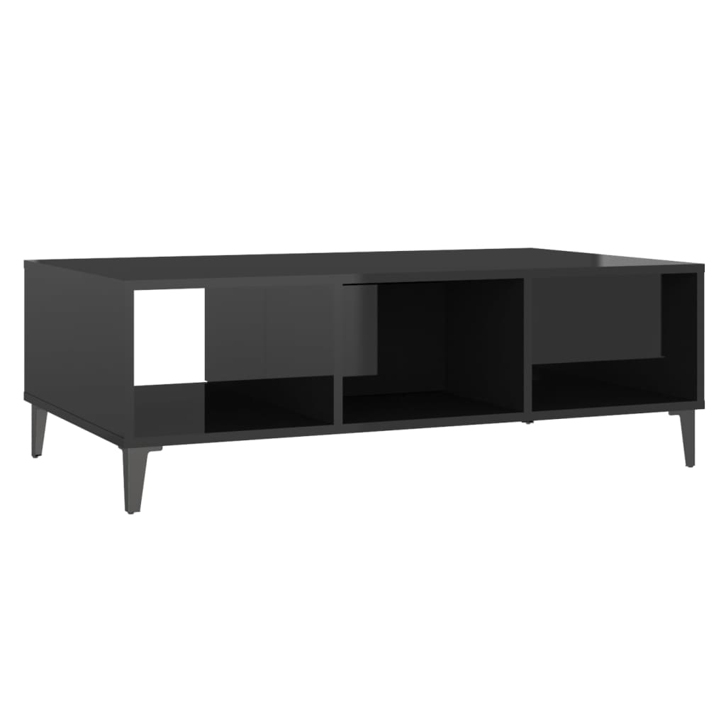 Coffee Table High Gloss Black 103.5x60x35 cm Engineered Wood