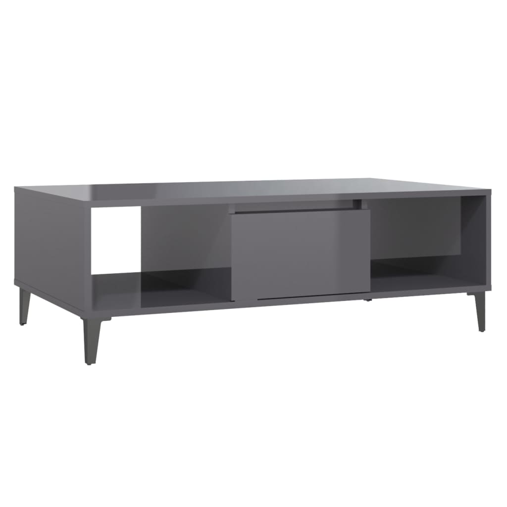 Coffee Table High Gloss Grey 103.5x60x35 cm Engineered Wood