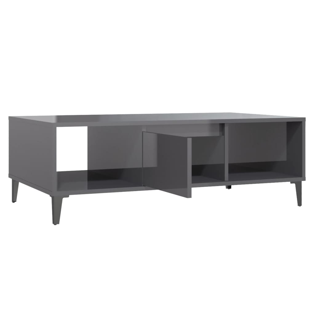 Coffee Table High Gloss Grey 103.5x60x35 cm Engineered Wood