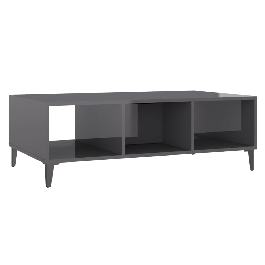 Coffee Table High Gloss Grey 103.5x60x35 cm Engineered Wood