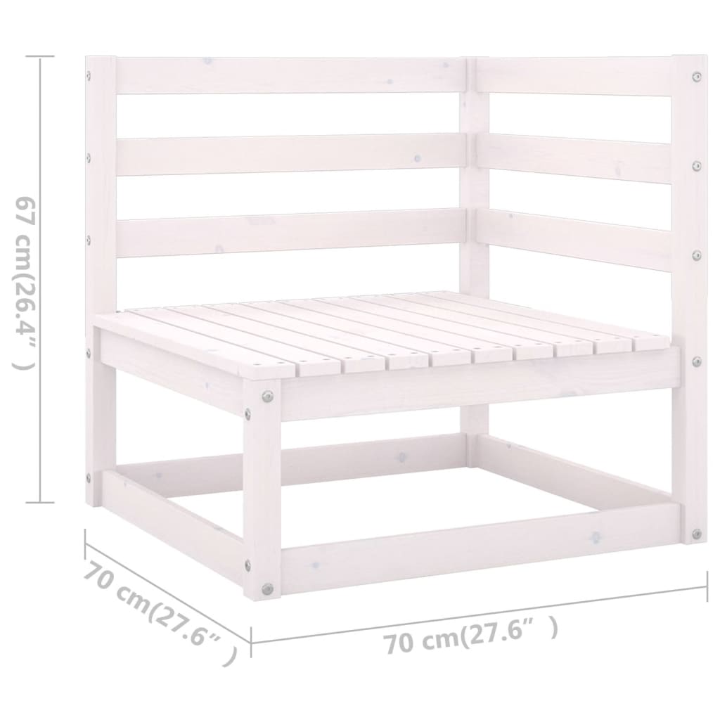 5 Piece Garden Lounge Set White Solid Wood Pine