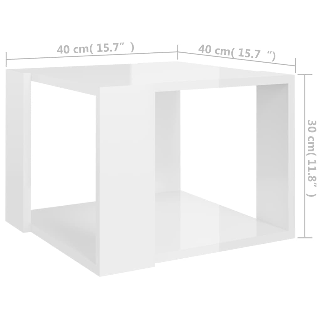 Coffee Table High Gloss White 40x40x30 cm Engineered Wood