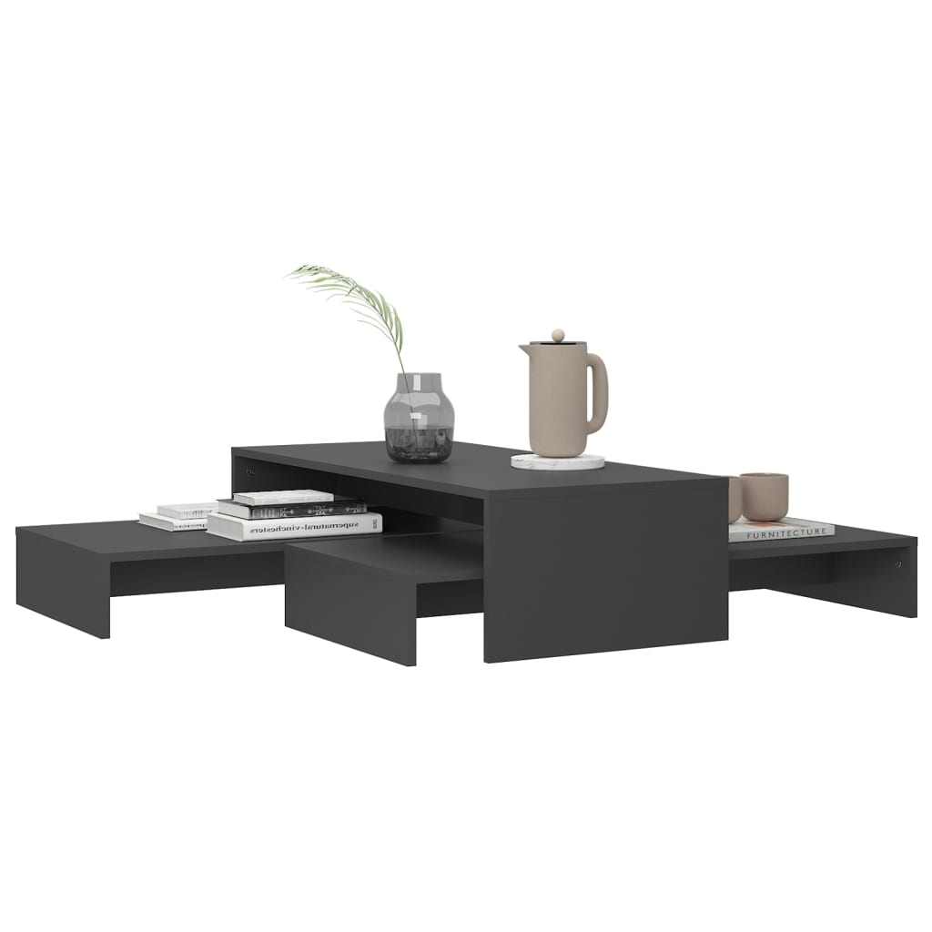 Nesting Coffee Table Set Grey 100x100x26.5 cm Engineered Wood