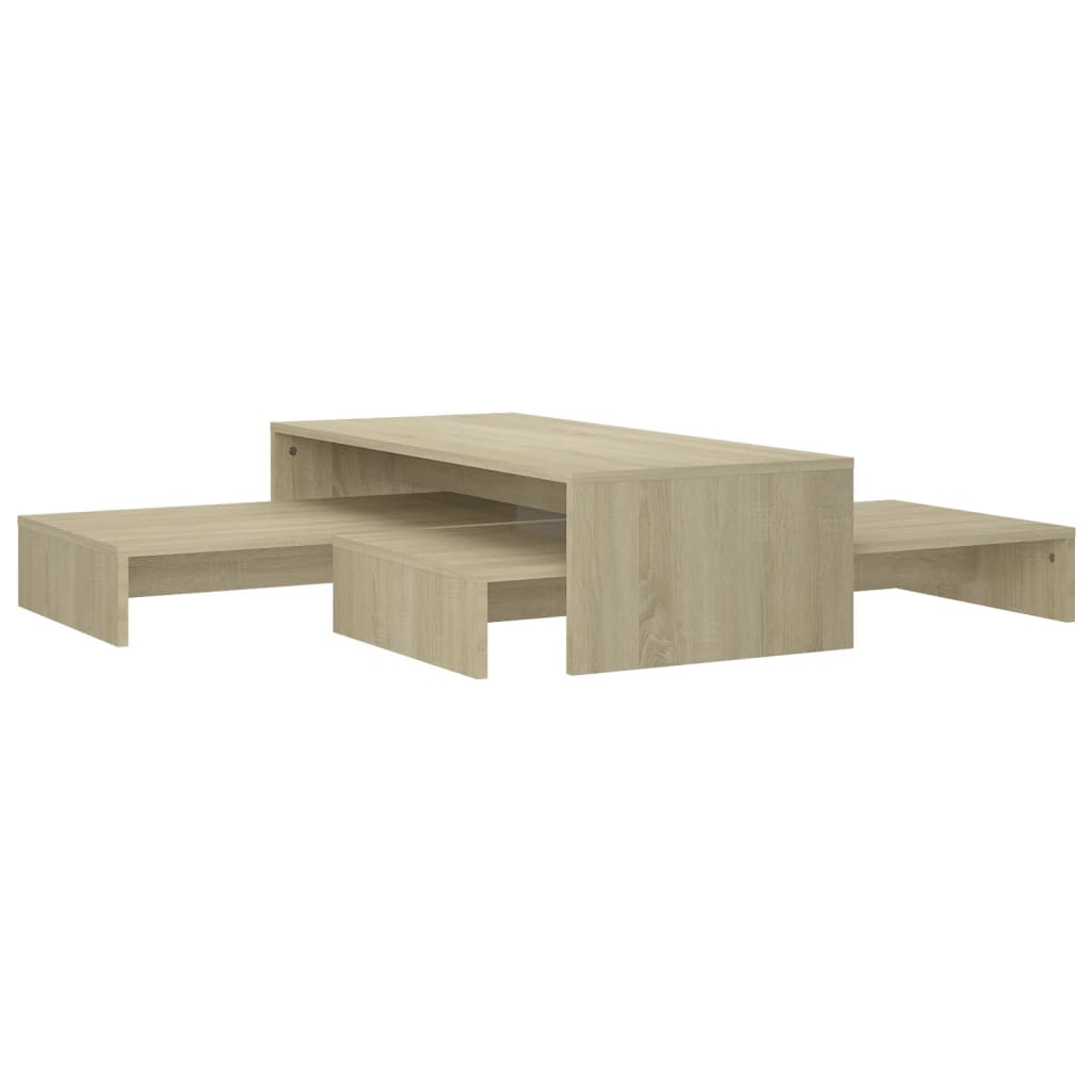 Nesting Coffee Table Set Sonoma Oak 100x100x26.5 cm Engineered Wood