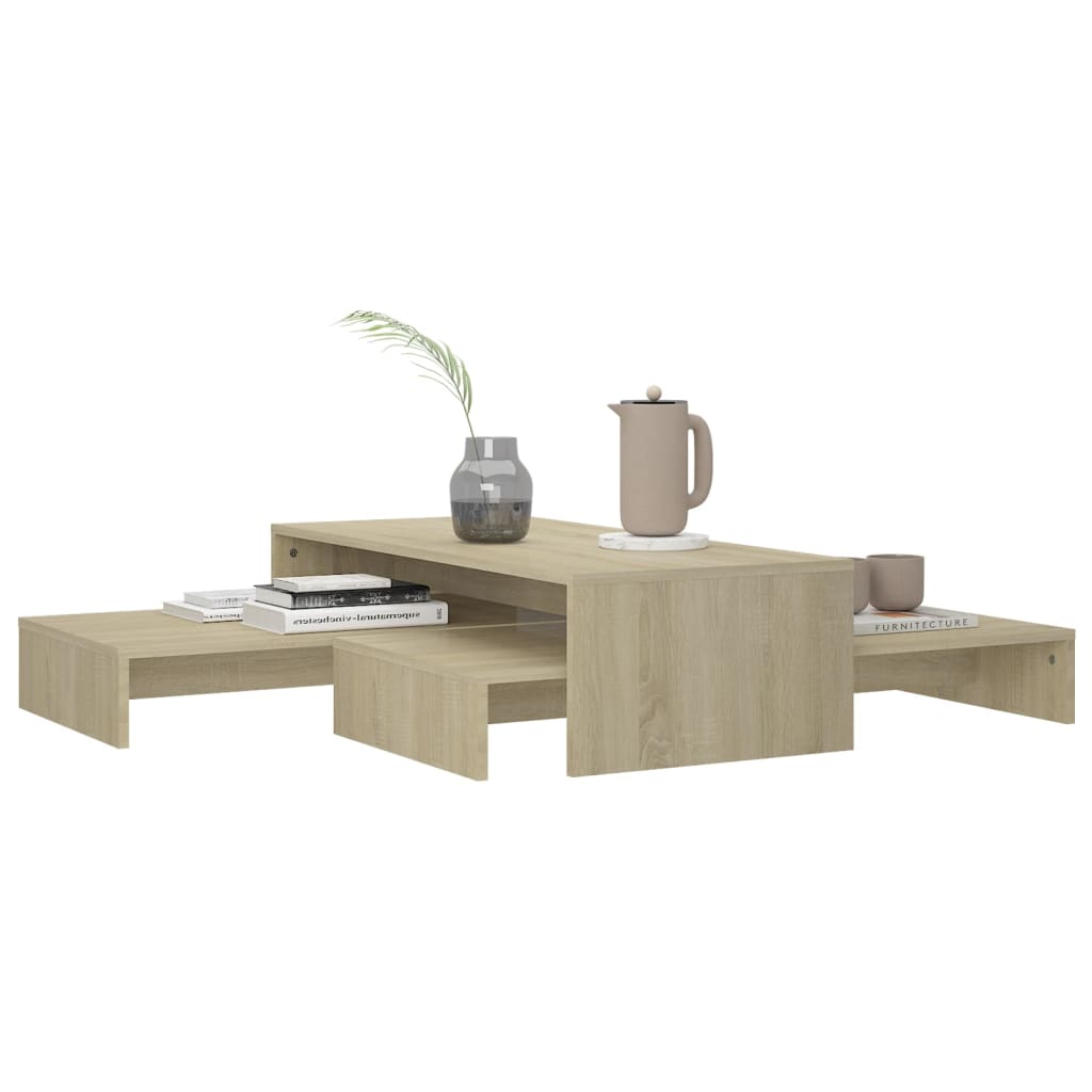 Nesting Coffee Table Set Sonoma Oak 100x100x26.5 cm Engineered Wood