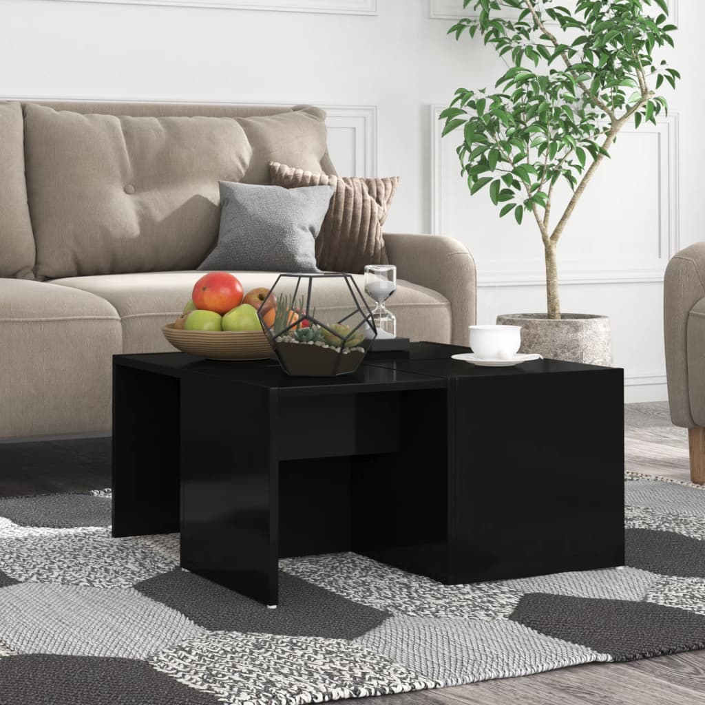 Coffee Tables 4 pcs High Gloss Black 33x33x33 cm Engineered Wood