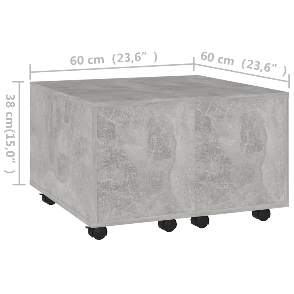 Coffee Table Concrete Grey 60x60x38 cm Engineered Wood