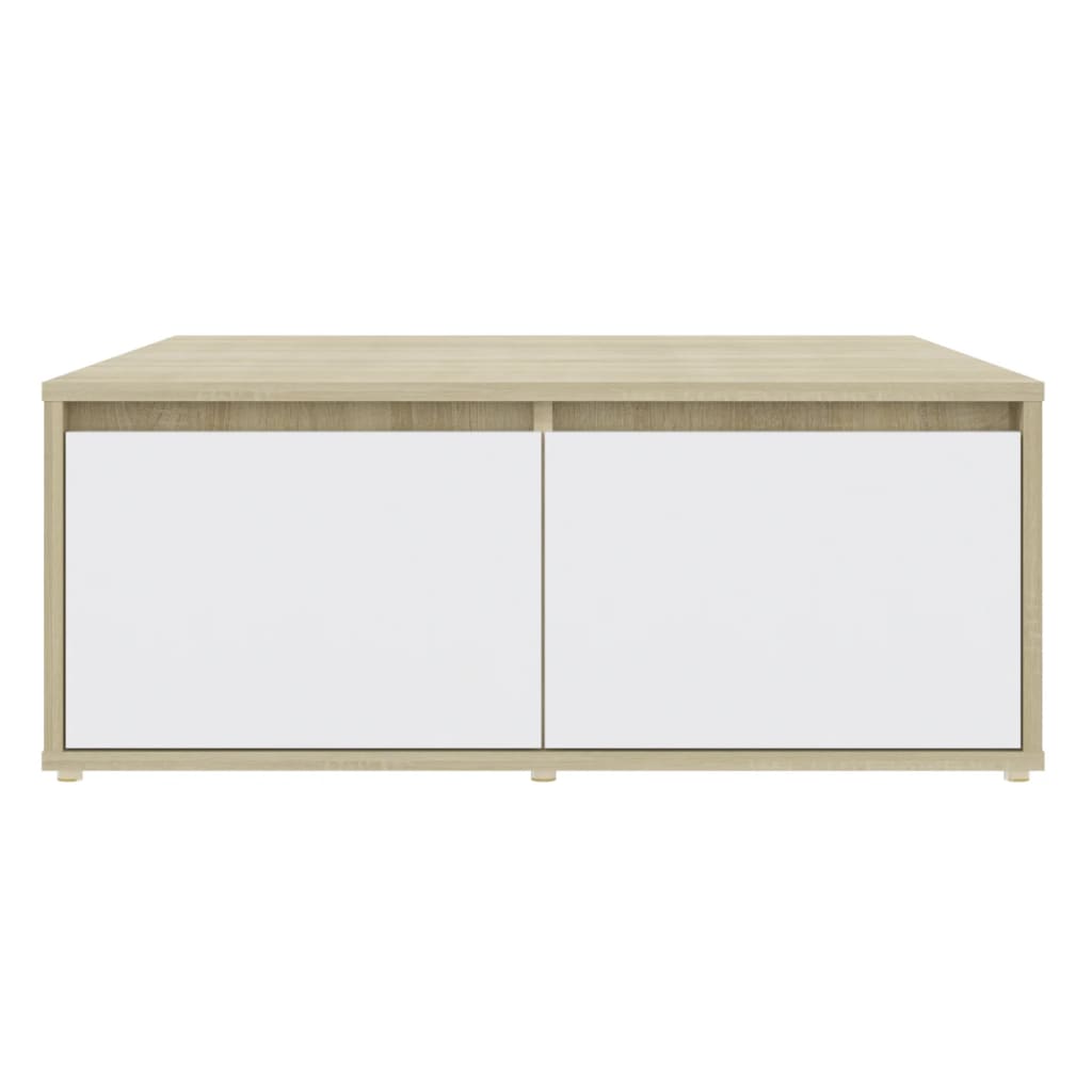 Coffee Table White and Sonoma Oak 80x80x31 cm Engineered Wood