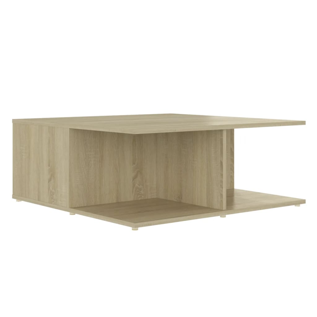 Coffee Table White and Sonoma Oak 80x80x31 cm Engineered Wood