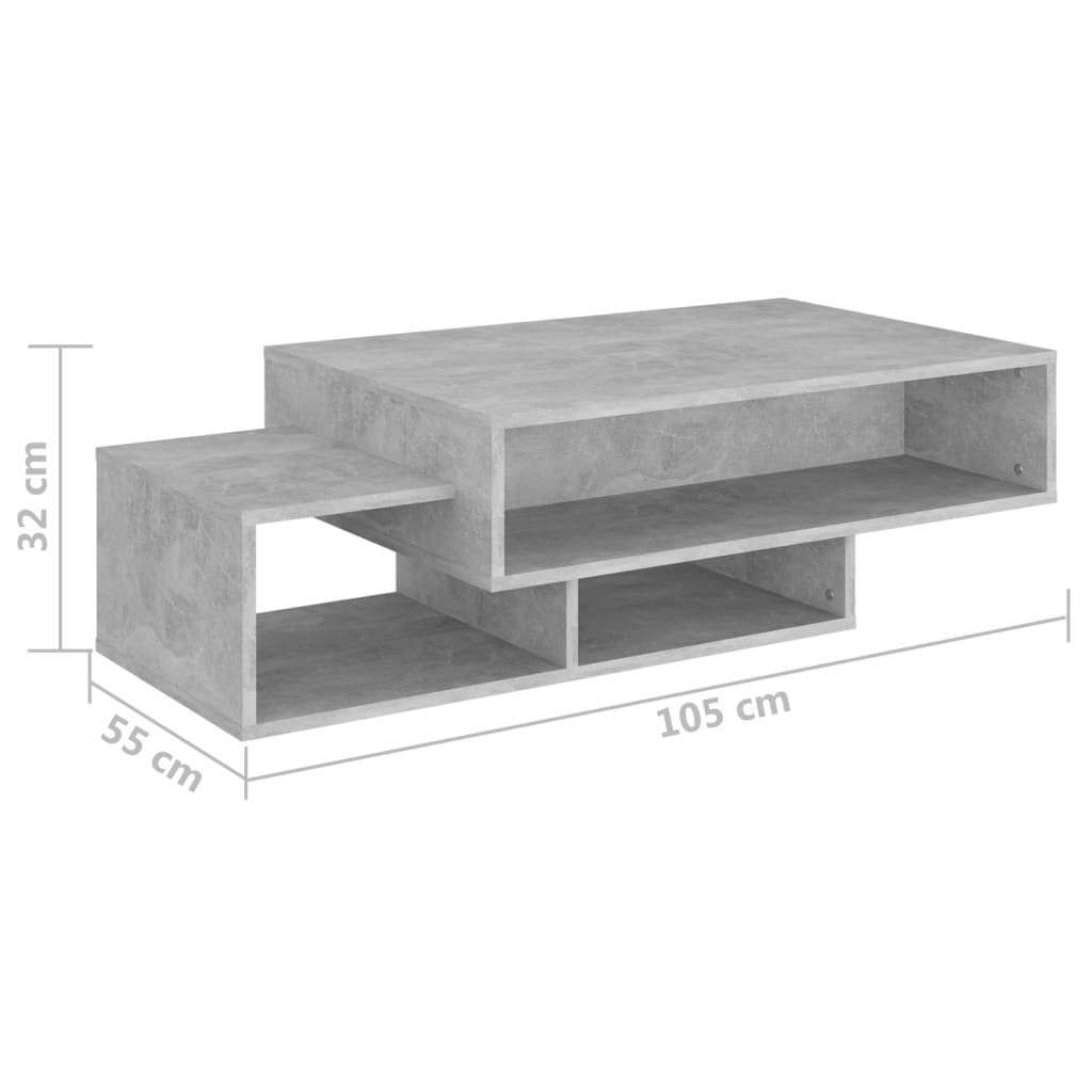 Coffee Table Concrete Grey 105x55x32 cm Engineered Wood