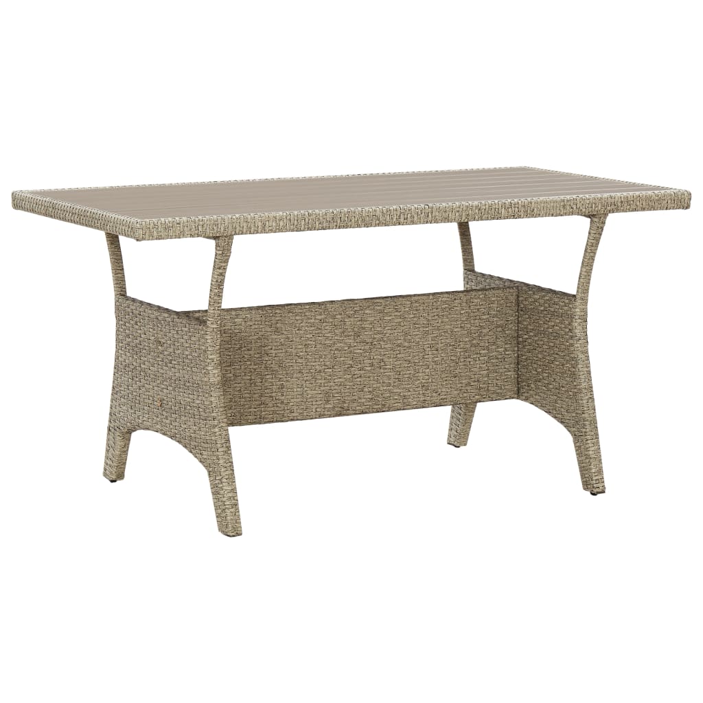 Garden Table Grey 120x70x66 cm Poly Rattan