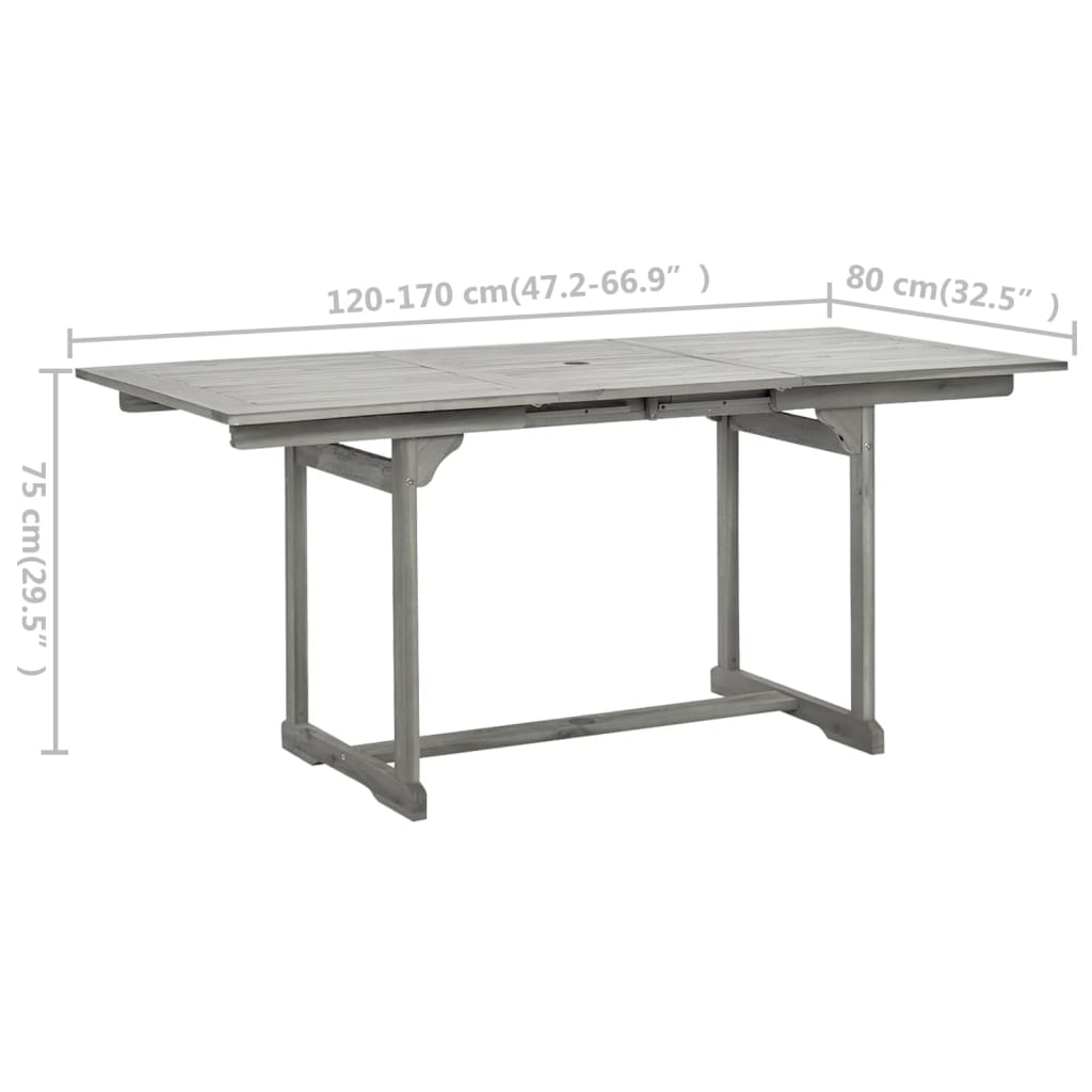 Garden Dining Table (120-170)x80x75 cm Solid Acacia Wood