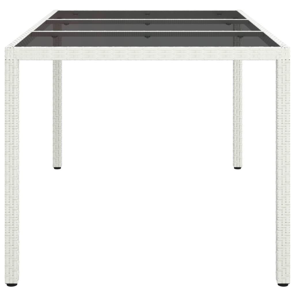 Garden Table 150x90x75 cm Tempered Glass and Poly Rattan White