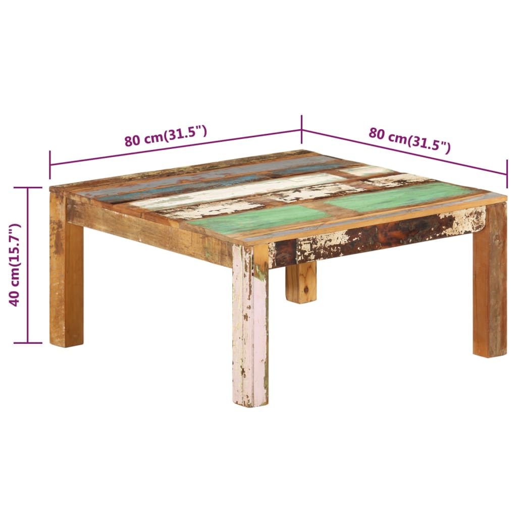 Coffee Table 80x80x40 cm Solid Reclaimed Wood