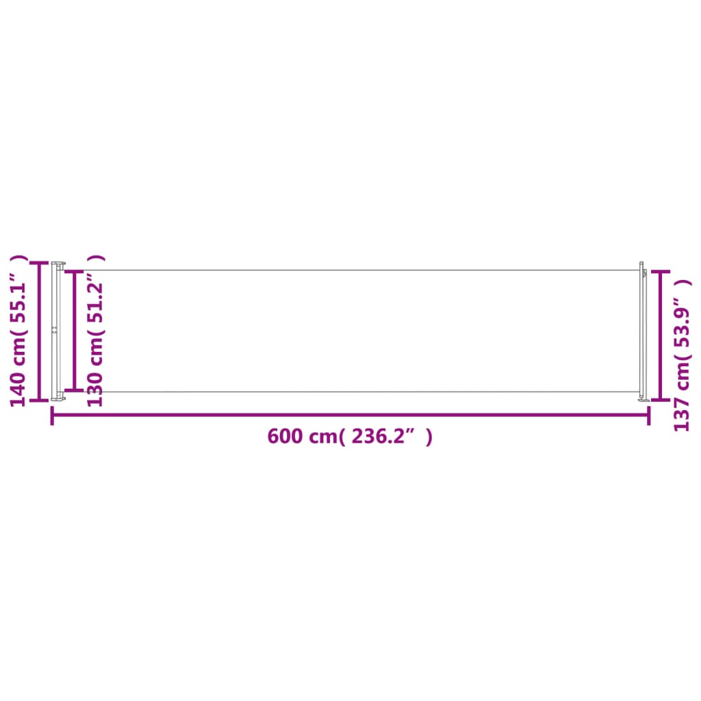 Patio Retractable Side Awning 140x600 cm Brown