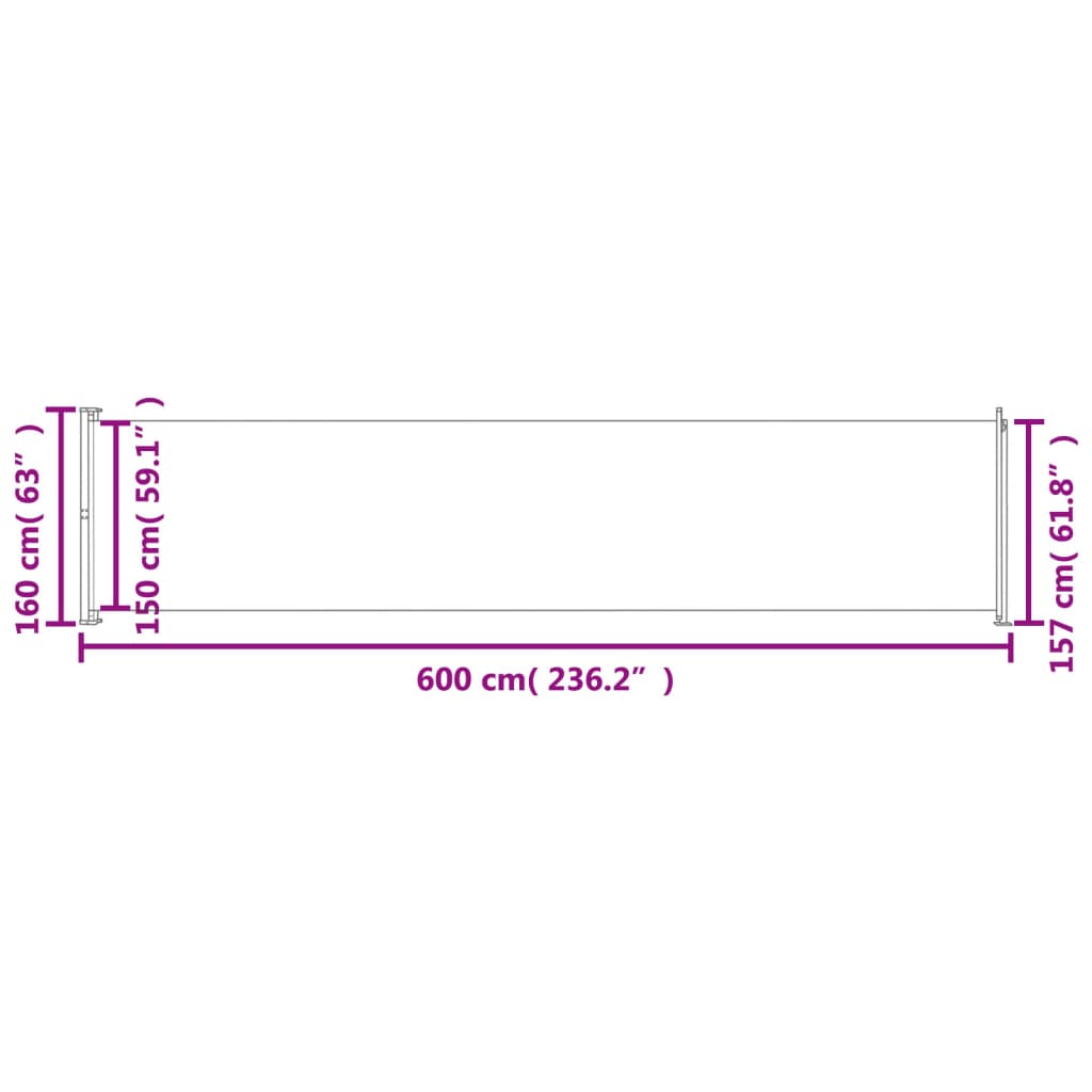 Patio Retractable Side Awning 160x600 cm Cream