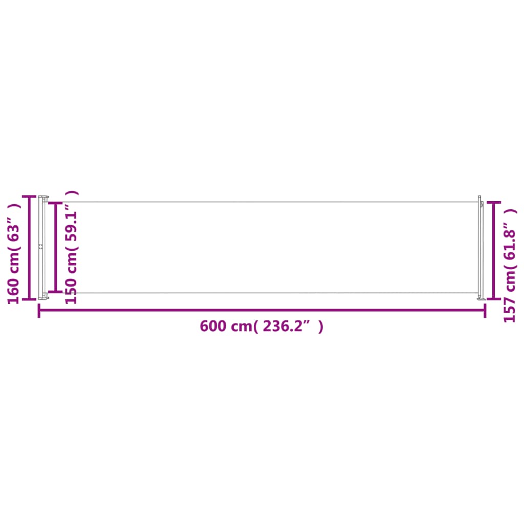 Patio Retractable Side Awning 160x600 cm Red