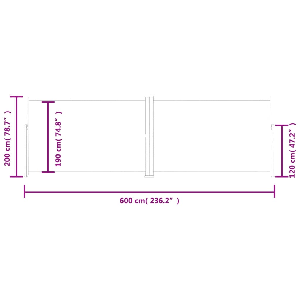 Retractable Side Awning Red 200x600 cm