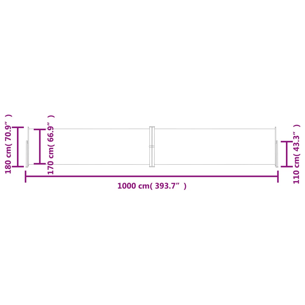 Retractable Side Awning Brown 180x1000 cm