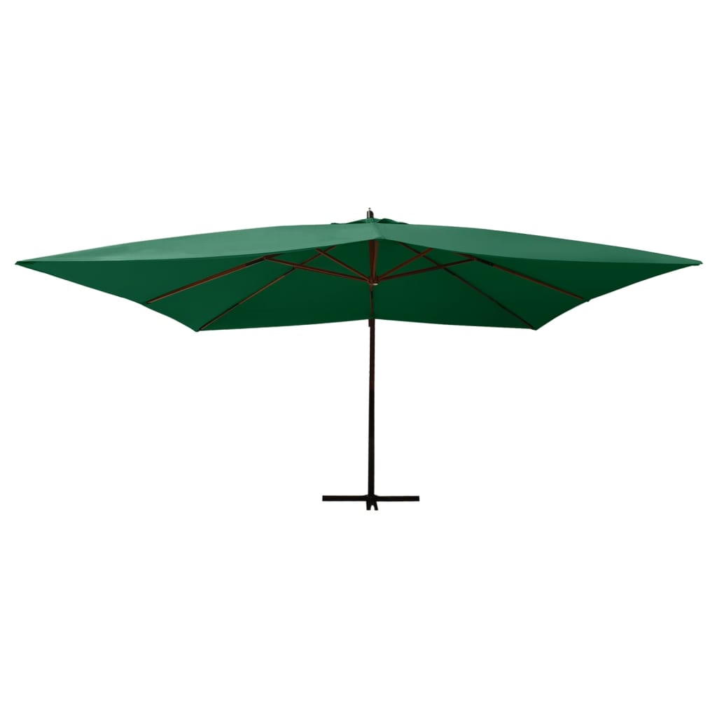 Cantilever Garden Parasol with Wooden Pole 400x300 cm Green