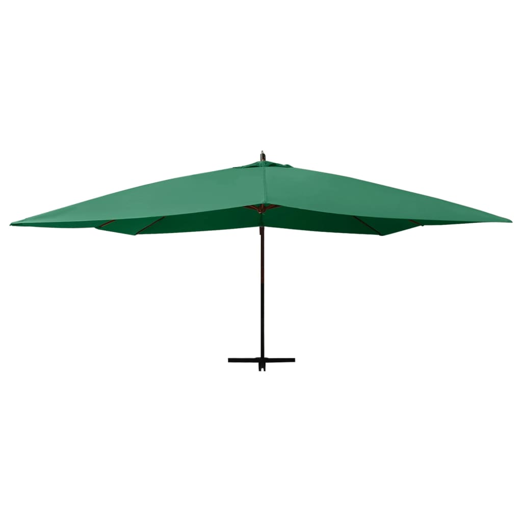 Cantilever Garden Parasol with Wooden Pole 400x300 cm Green