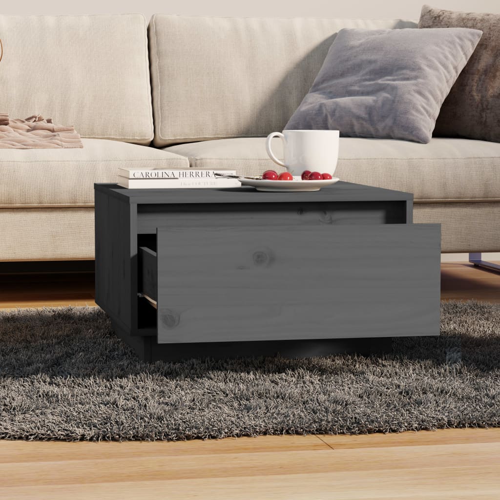 Coffee Table Grey 55x56x32 cm Solid Wood Pine