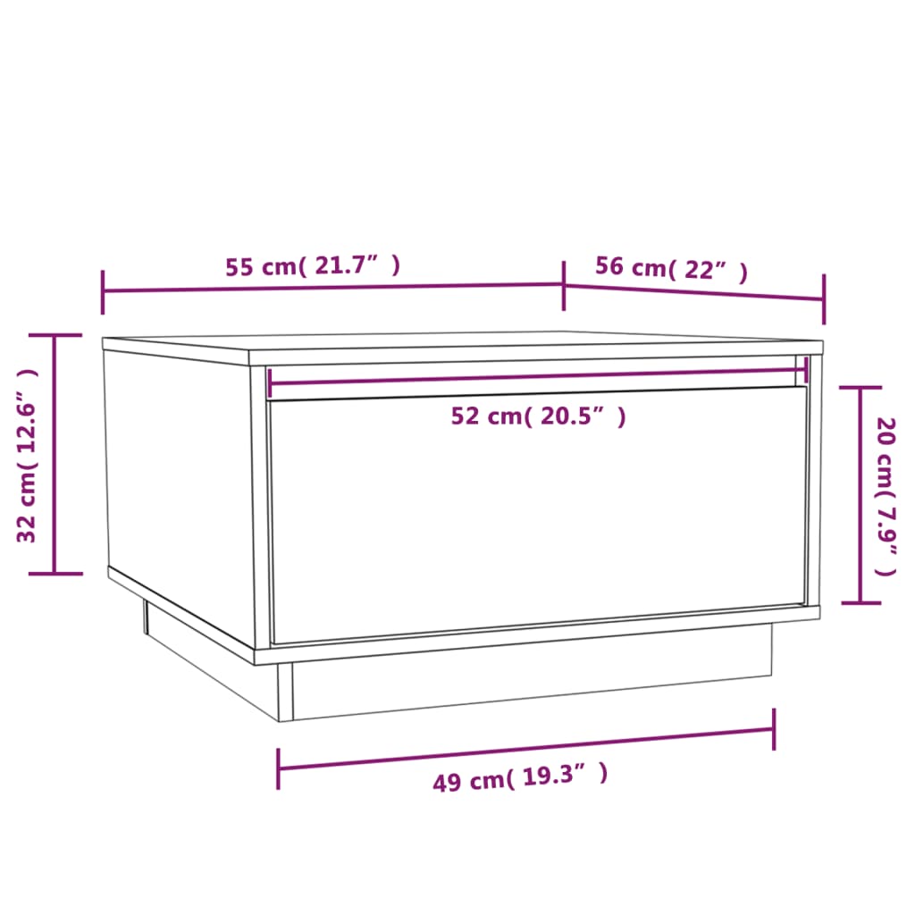 Coffee Table Grey 55x56x32 cm Solid Wood Pine