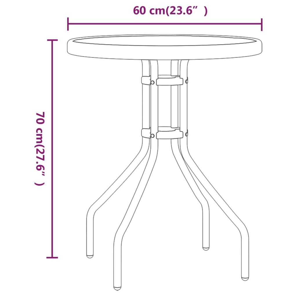 3 Piece Garden Bistro Set Grey