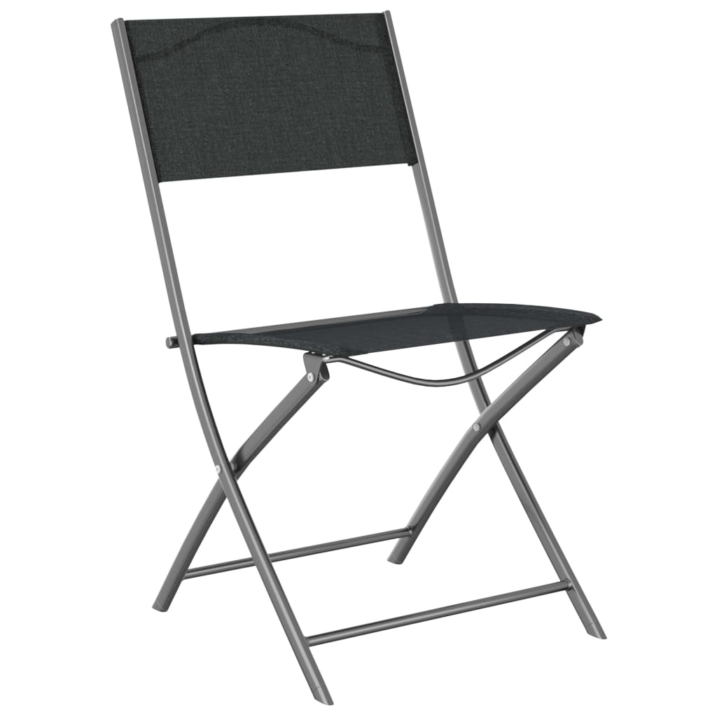 Folding Outdoor Chairs 2 pcs Black Steel and Textilene