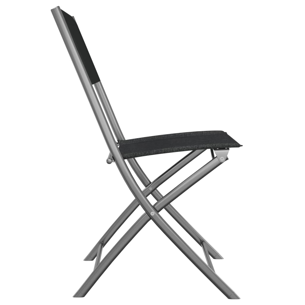 Folding Outdoor Chairs 2 pcs Black Steel and Textilene