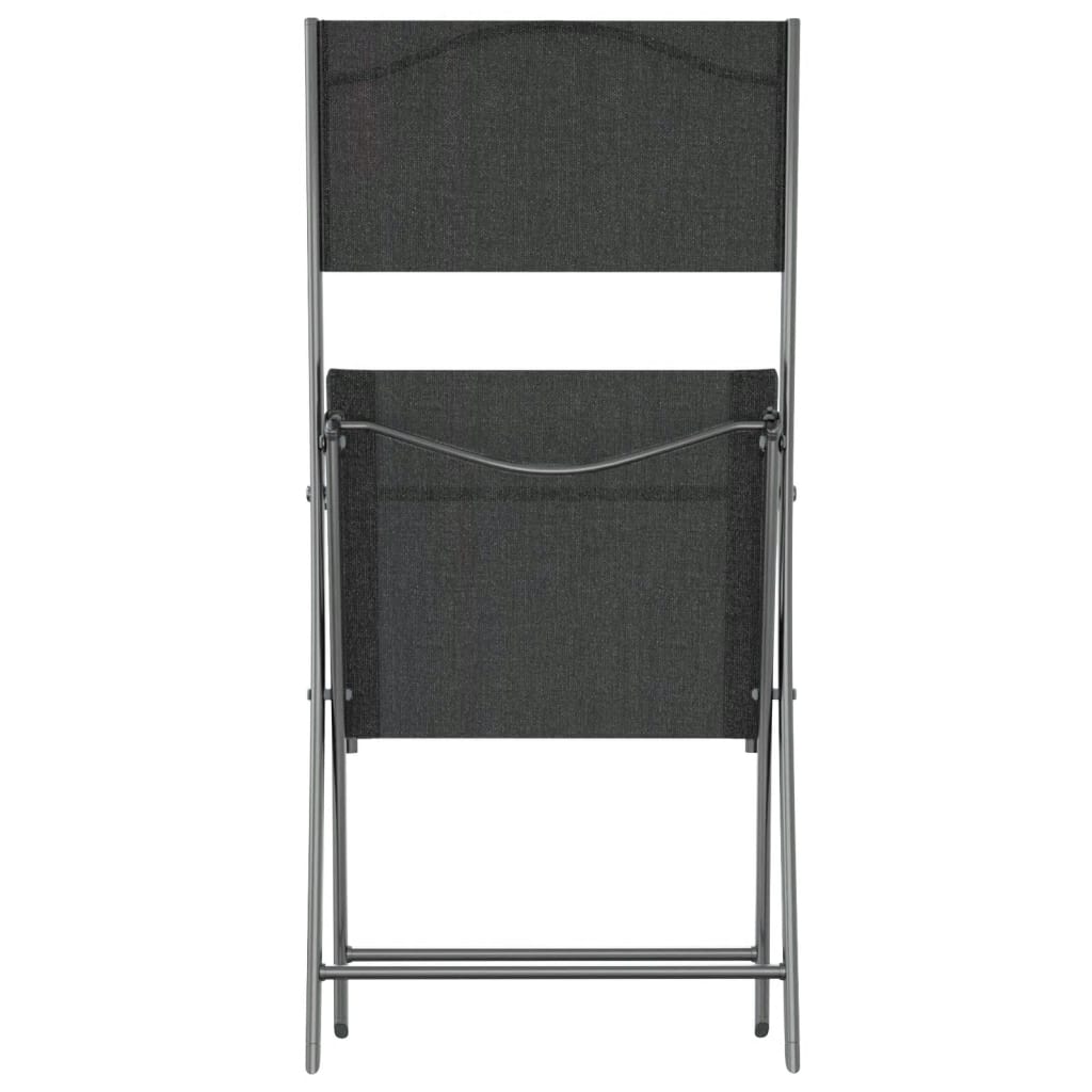 Folding Outdoor Chairs 2 pcs Black Steel and Textilene